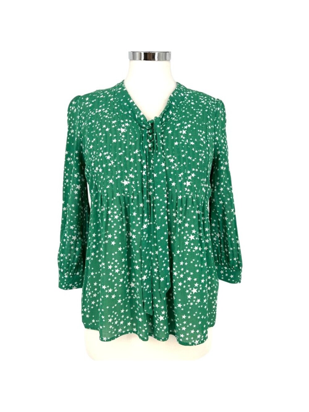 Boden Celestial Star Print Green Long Sleeve Whimsical Blouse Size 6
